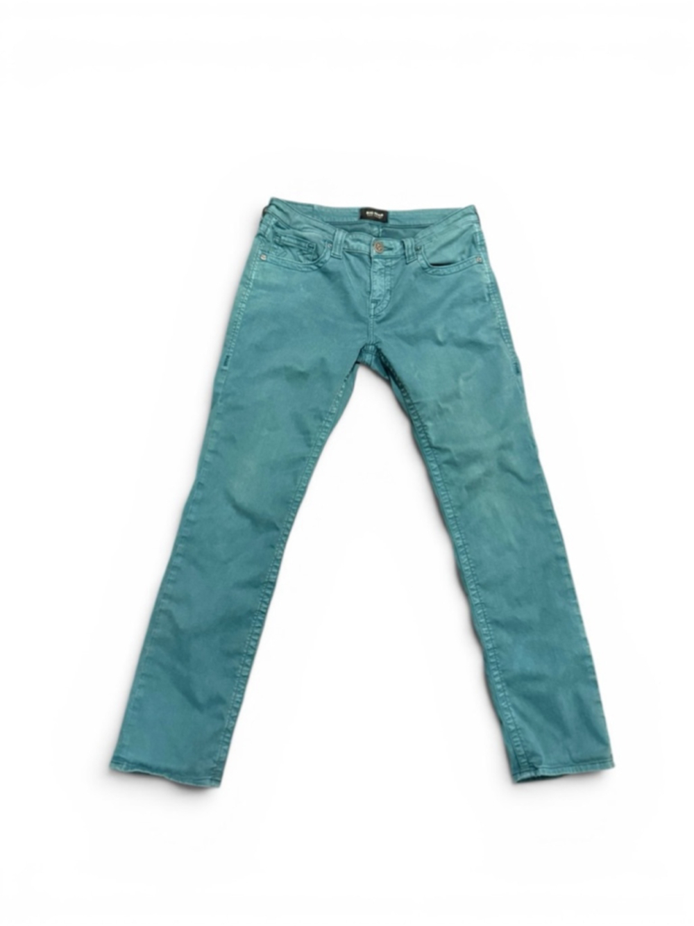 Big Star Kate Straight Jeans Womens 30R Teal Green Stretch Mid Rise Denim Pants